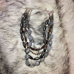 Erica Lyons gray multi chain beaded necklace